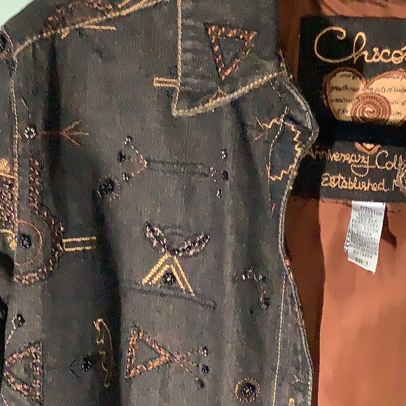 Chico’s Gorgeous Beaded & Lined Jean Jacket Size 1-Small - Picture 2 of 8